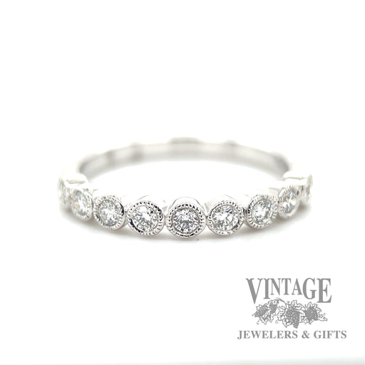 Milgrain Bezel Set 14k white gold Natural Diamond Ring macro