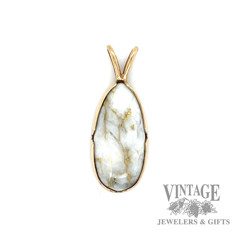 Oval Cabochon Gold Quartz 12k gold pendant 