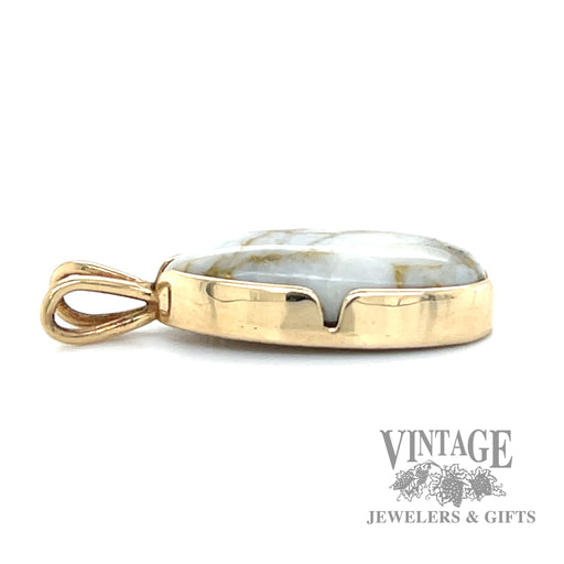 Oval Cabochon Gold Quartz 12k gold pendant