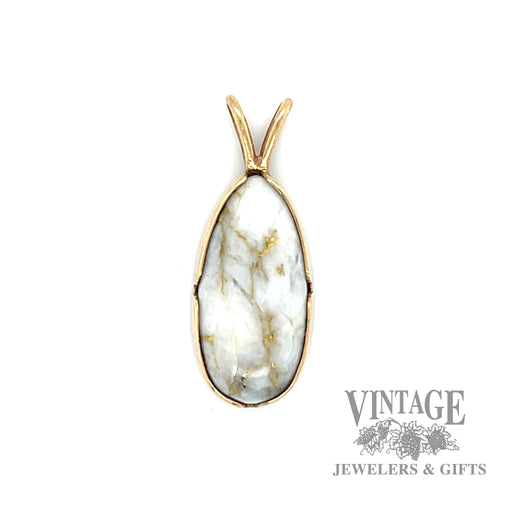 Oval Cabochon Gold Quartz 12k gold pendant 