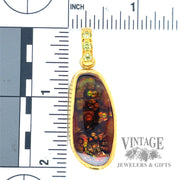 Fire Agate Oval Cabochon 24k gold Pendant scale
