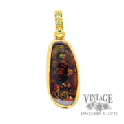 Fire Agate Oval Cabochon 24k gold Pendant