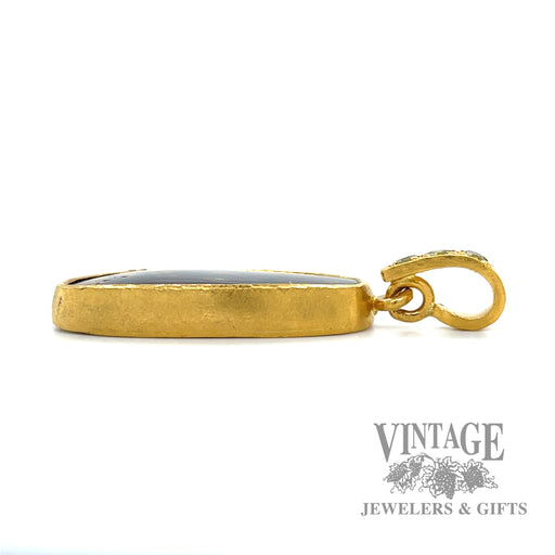 Fire Agate Oval Cabochon 24k gold Pendant side