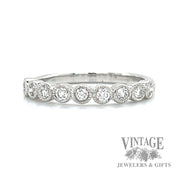 Milgrain Bezel Set 14k white gold Natural Diamond Ring