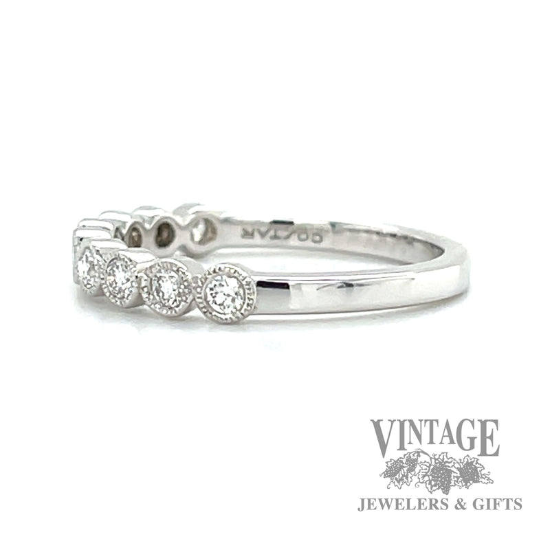 Milgrain Bezel Set 14k white gold Natural Diamond Ring left