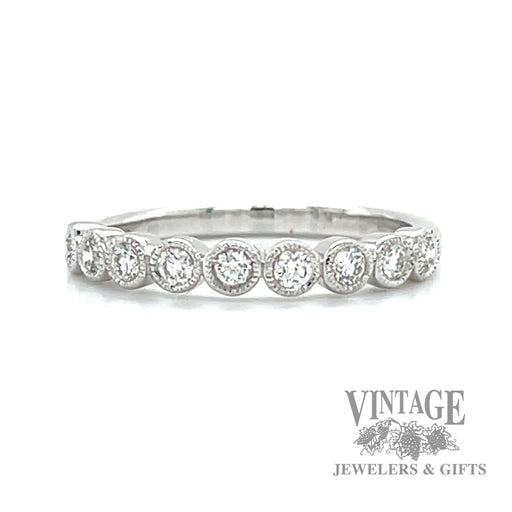 Milgrain Bezel Set 14k white gold Natural Diamond Ring