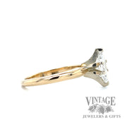 Solitaire Marquise shaped Natural Diamond 14k gold Ring .8ct right