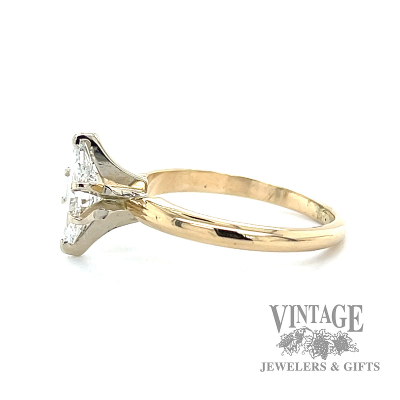 Solitaire Marquise shaped Natural Diamond 14k gold Ring .8ct left