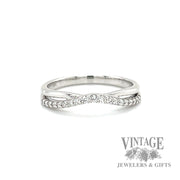 Curved 18k white gold diamond ring band .25 CTW. 