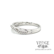 Curved 18k white gold diamond ring band .25 CTW. left