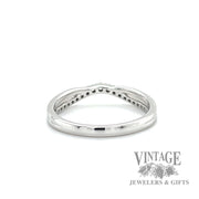Curved 18k white gold diamond ring band .25 CTW. back