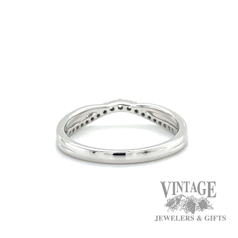 Curved 18k white gold diamond ring band .25 CTW. back