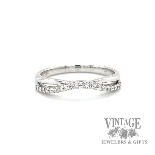Curved 18k white gold diamond ring band .25 CTW. 
