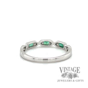 Emerald and natural diamond accented 14k white gold ring .12tw back