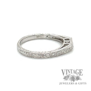 Notched Vintage Inspired 18k White Gold and Diamond Ring Band right
