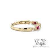 Ruby and natural diamond accented 14kt gold ring .14tw right