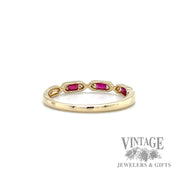 Ruby and natural diamond accented 14kt gold ring .14tw back
