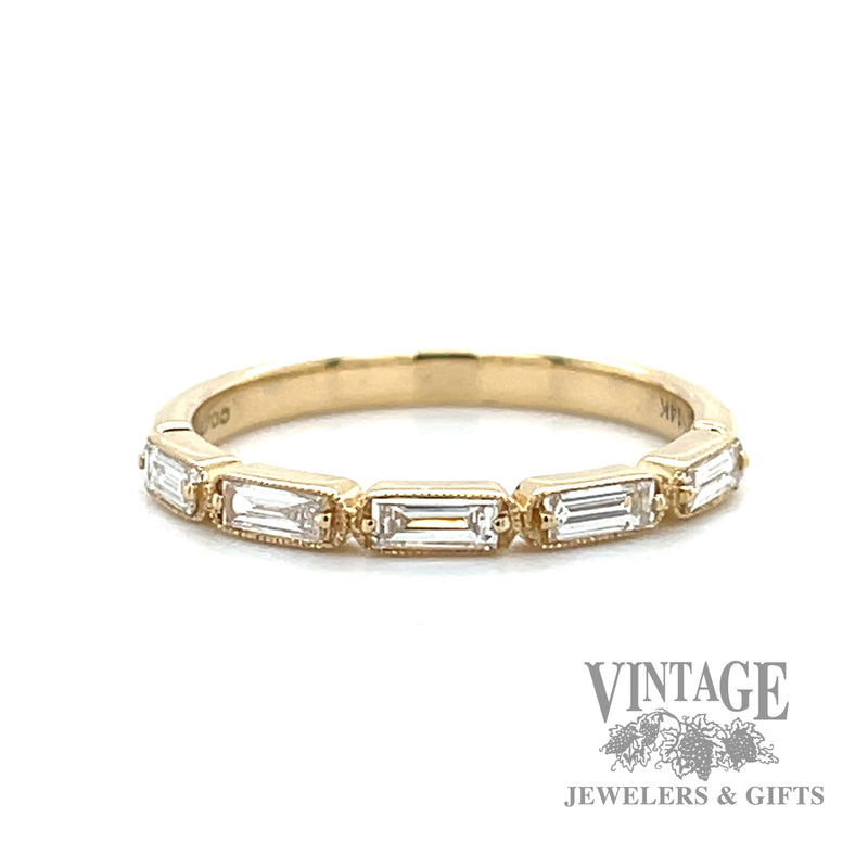 Baguette Cut Natural Diamond 14k Gold Ring Band
