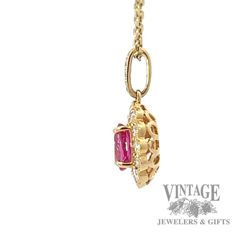 1.01ct Pink sapphire and diamond 18ky pendant