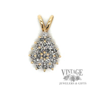 Pine Cone Shaped Natural Diamond 14k gold pendant  solo