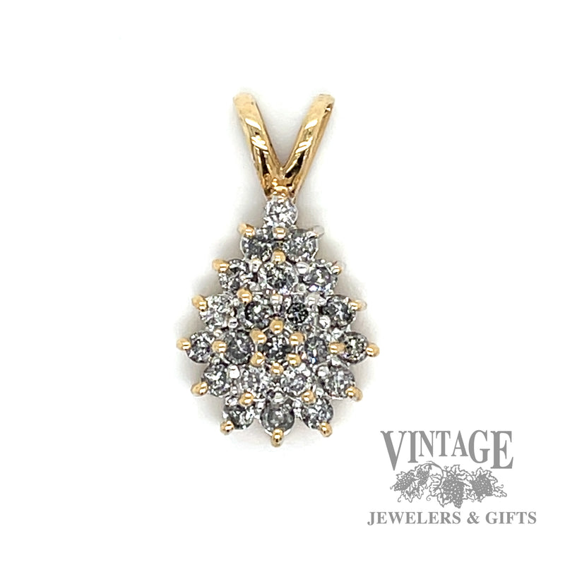 Pine Cone Shaped Natural Diamond 14k gold pendant  solo