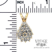 Pine Cone Shaped Natural Diamond 14k gold pendant scale