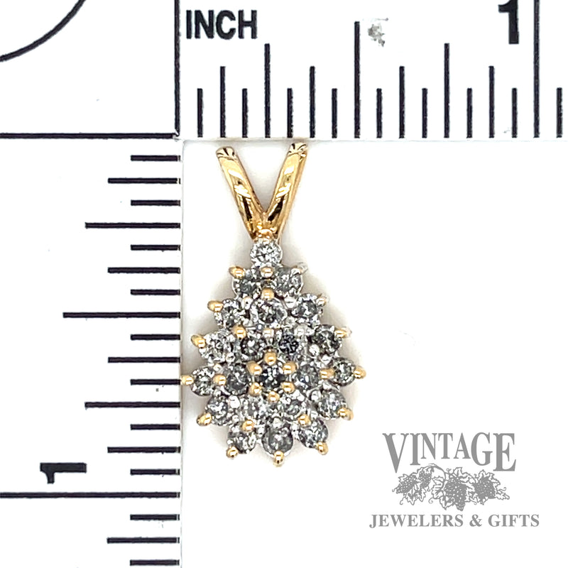 Pine Cone Shaped Natural Diamond 14k gold pendant scale
