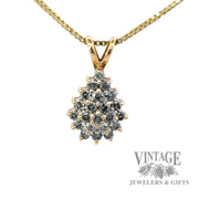 Pine Cone Shaped Natural Diamond 14k gold pendant on chain