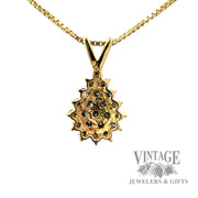 Pine Cone Shaped Natural Diamond 14k gold pendant back