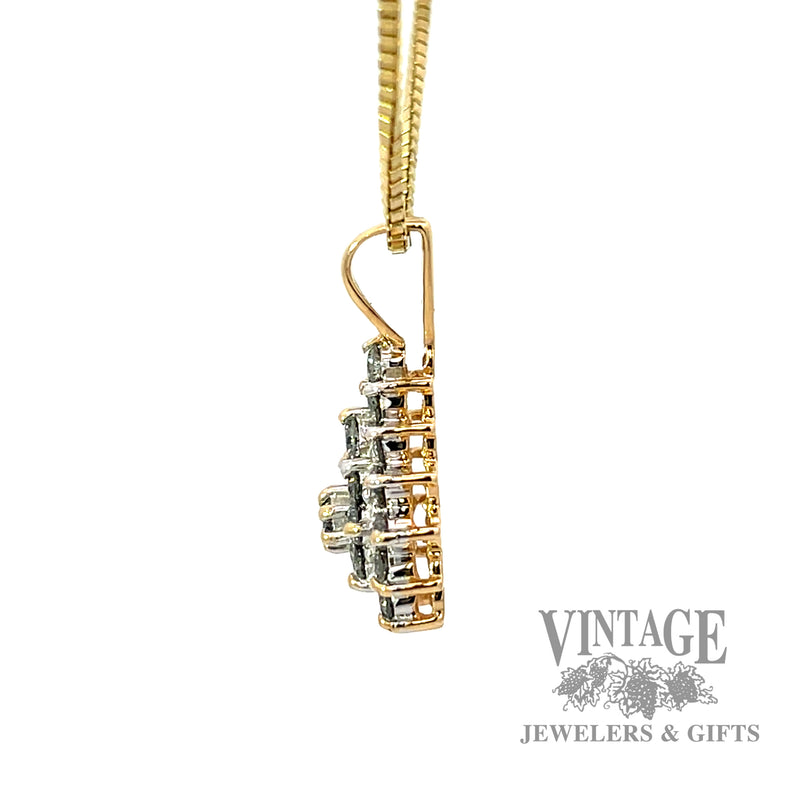 Pine Cone Shaped Natural Diamond 14k gold pendant left