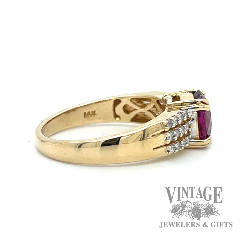 Grape garnet and diamond 14k gold ring right