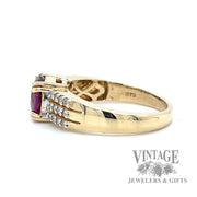 Grape garnet and diamond 14k gold ring left