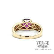 Grape garnet and diamond 14k gold ring back