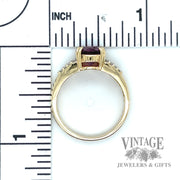 Grape garnet and diamond 14k gold ring scale