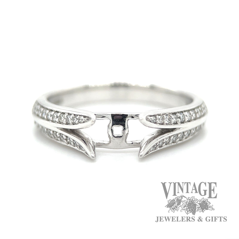 semi mount natural diamond accented 14k white gold ring Macro