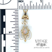 Antique opal 14k gold Lavalier Pendant scale