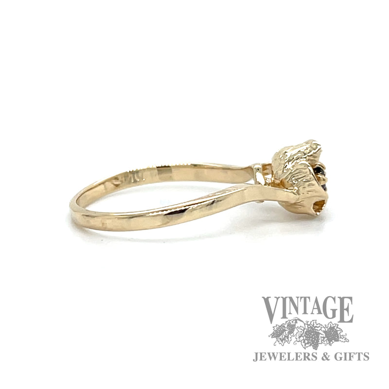 Flower shaped blue sapphire 10k gold ring right