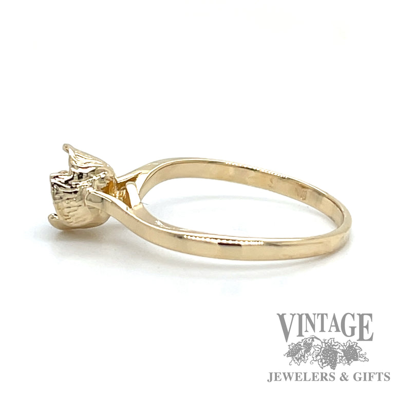 Flower shaped blue sapphire 10k gold ring left