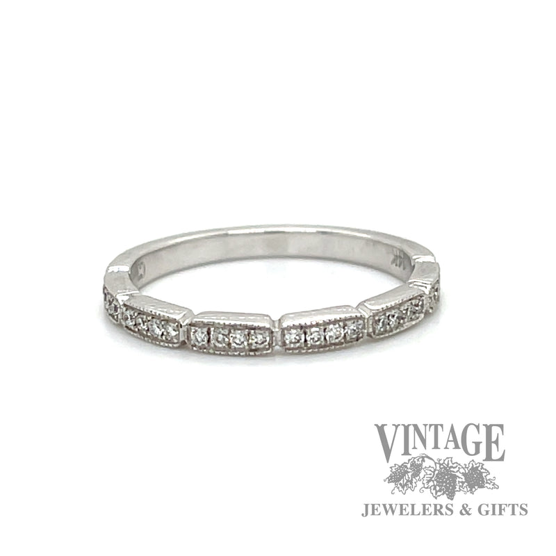 Segmented Natural Diamond Stackable 14k white gold band
