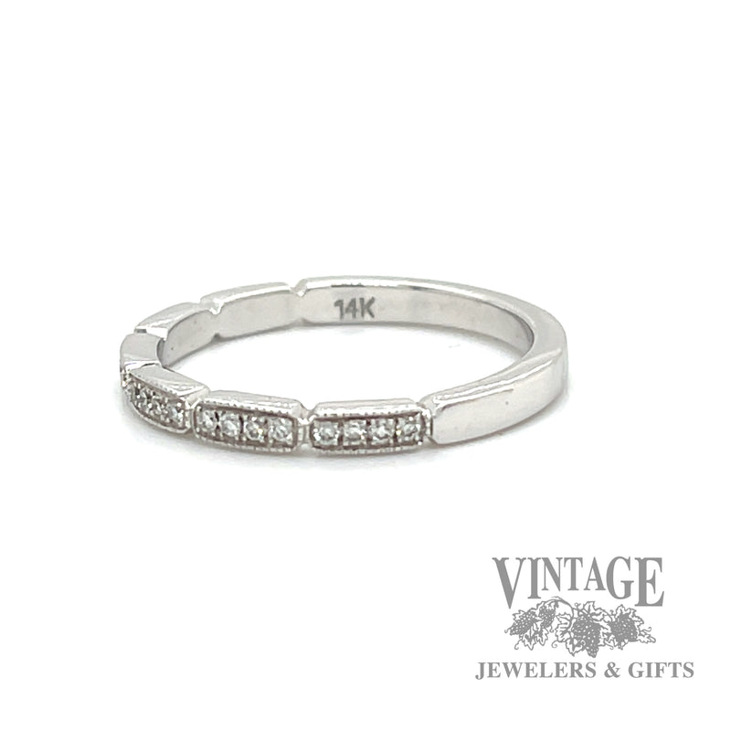 Segmented Natural Diamond Stackable 14k white gold band left
