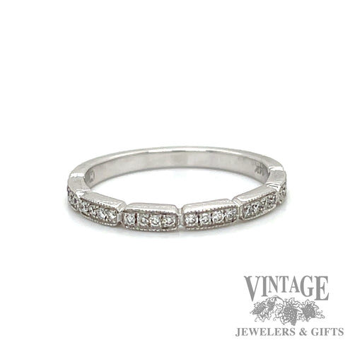 Segmented Natural Diamond Stackable 14k white gold band