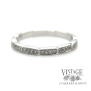 Segmented Natural Diamond Stackable 14k white gold band Macro