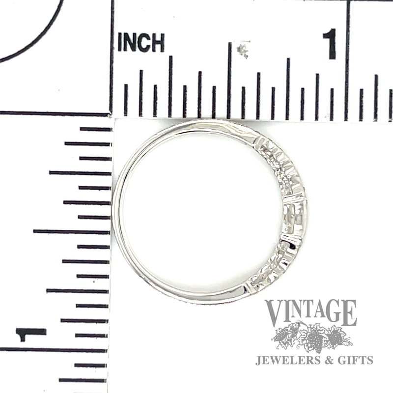 Engraved 14k white gold stackable natural diamond ring .08ct