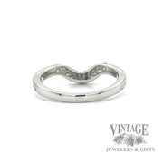 Engraved Chevron Style Natural Diamond 14k white gold ring .09ct back