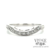 Engraved Natural Diamond 14k White Gold Ring .08ct macro