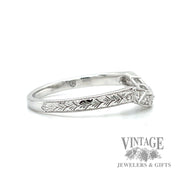 Engraved Natural Diamond 14k White Gold Ring .08ct right