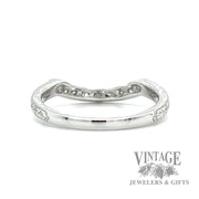 Engraved Natural Diamond 14k White Gold Ring .08ct back