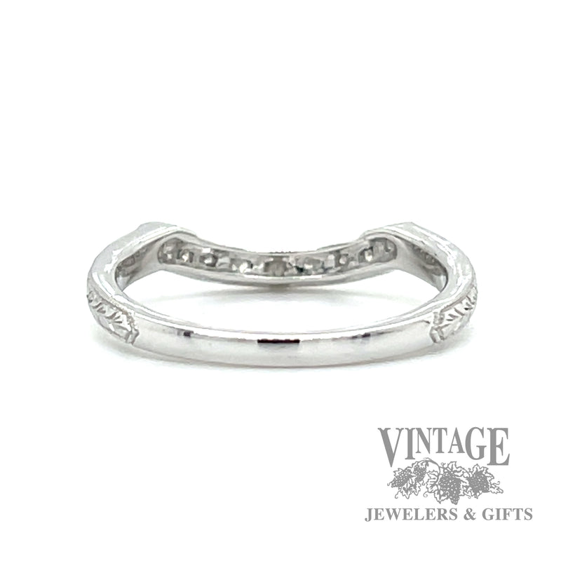 Engraved Natural Diamond 14k White Gold Ring .08ct back