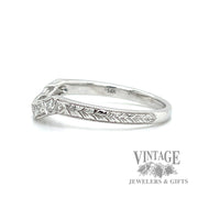 Engraved Natural Diamond 14k White Gold Ring .08ct left