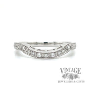 Engraved Natural Diamond 14k White Gold Ring .08ct